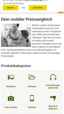 Vorschau der mobilen Webseite www.schottenland.de, Schottenland GmbH