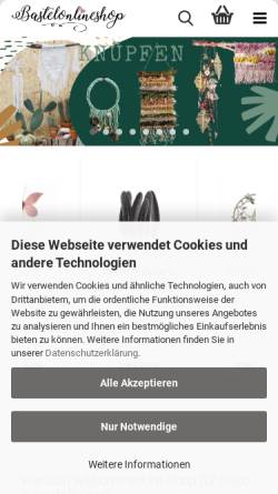 Vorschau der mobilen Webseite www.bastelonlineshop.de, Bastelonlineshop, Siegfried Ascherl