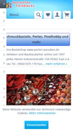 Vorschau der mobilen Webseite www.perlen-paradies.de, Farbklecks-Bastelshop, Angelika Hemm