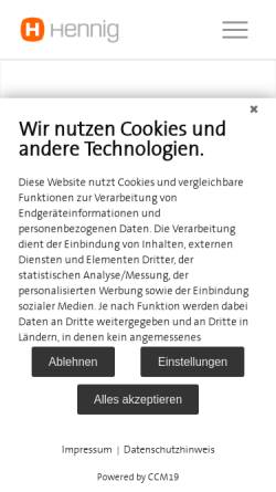 Vorschau der mobilen Webseite www.agentur-hennig.de, Hennig Agentur für Kommunikation GmbH