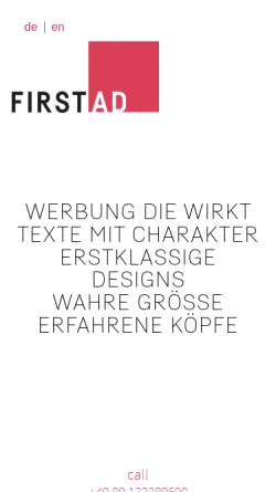 Vorschau der mobilen Webseite www.first-ad.de, First-Ad Werbeagentur GmbH