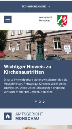Vorschau der mobilen Webseite www.ag-monschau.nrw.de, Amtsgericht Monschau