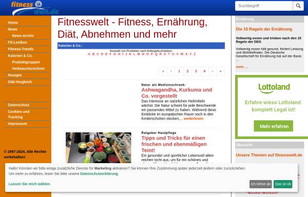 Vorschau von www.fitnesswelt.de, Fitnesswelt