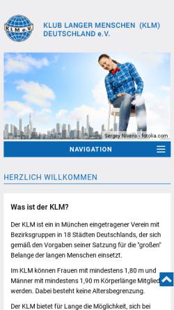 Vorschau der mobilen Webseite www.klub-langer-menschen.de, Klub Langer Menschen Deutschland e.V.