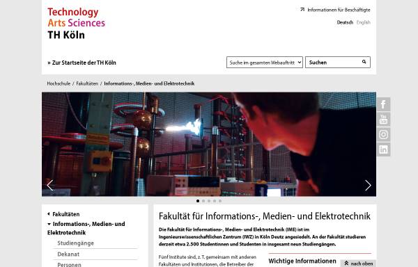 Vorschau von www.f07.fh-koeln.de, Fachbereich Photoingenieurwesen & Medientechnik