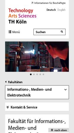 Vorschau der mobilen Webseite www.f07.fh-koeln.de, Fachbereich Photoingenieurwesen & Medientechnik