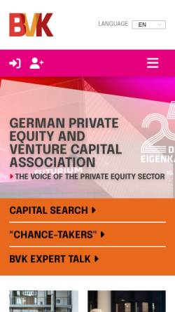 Vorschau der mobilen Webseite www.bvkap.de, Bundesverband Deutscher Kapitalbeteiligungsgesellschaften