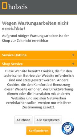 Vorschau der mobilen Webseite holzeis.com, Holzeis GmbH