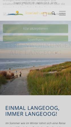 Vorschau der mobilen Webseite seeurlaub-fewo.de, Ferienwohnungen Langeoog