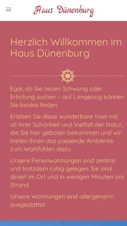 Vorschau der mobilen Webseite www.haus-duenenburg.de, Haus Dünenburg