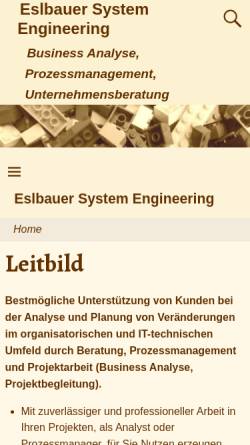 Vorschau der mobilen Webseite www.eslbauer.com, Eslbauer System Engineering, Inh. Mag. Johann Eslbauer