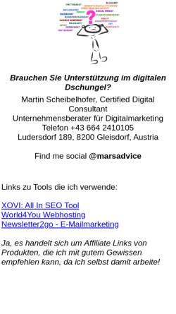 Vorschau der mobilen Webseite www.mars-advice.com, MarS Advice Unternehmenskommunikation, Inh. Martin Scheibelhofer