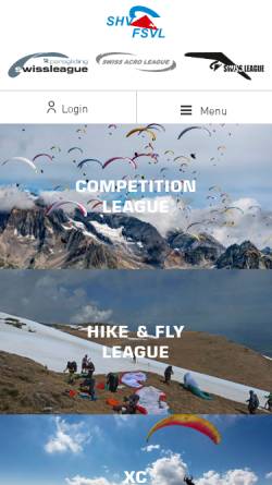 Vorschau der mobilen Webseite www.swiss-league.ch, Swissleague Paragliding