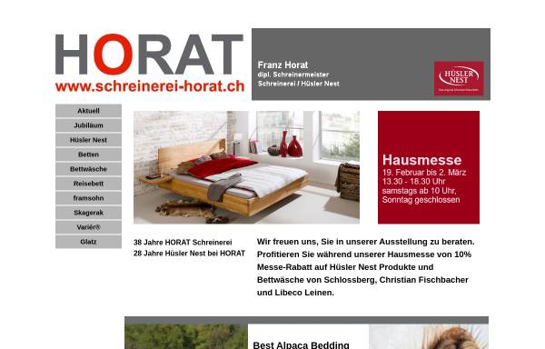Vorschau von www.schreinerei-horat.ch, Franz und Klara Horat - Schreinerei und Möbelwerkstatt