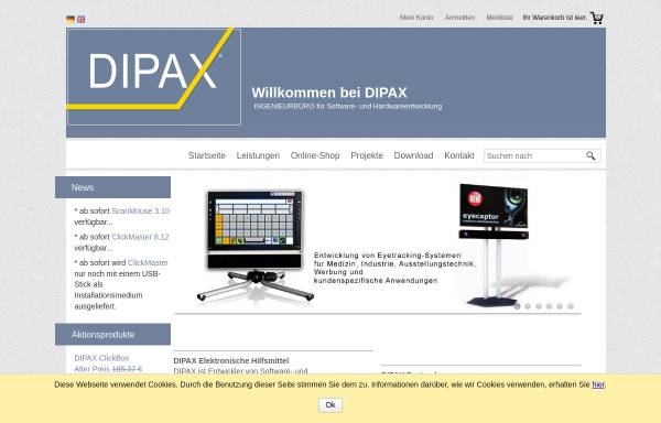 Vorschau von www.dipax.de, Anwendungen für barrierefreie Computernutzung