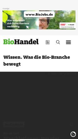 Vorschau der mobilen Webseite www.biohandel-online.de, BioHandel Online - Bio Verlag GmbH