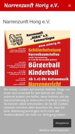 Vorschau der mobilen Webseite www.nzhorig.de, Narrenzunft HORIG e.V.