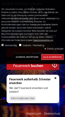 Vorschau der mobilen Webseite www.feuerwerk.com, Beisel Feuerwerk