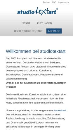 Vorschau der mobilen Webseite www.studiotextart.de, Studiotextart - Bianca Kuhfuss