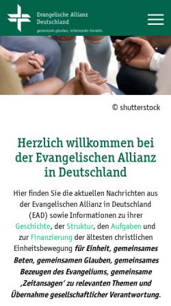 Vorschau der mobilen Webseite www.ead.de, Evangelische Allianz in Deutschland