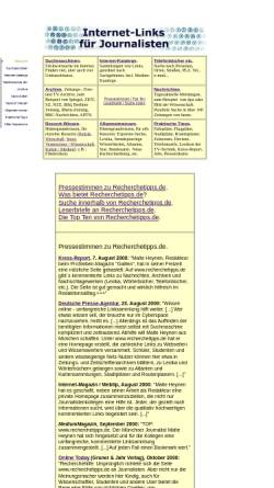 Vorschau der mobilen Webseite www.recherchetipps.de, Internet-Links für Journalisten