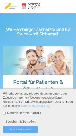 Vorschau der mobilen Webseite www.zahnaerzte-hh.de, Hamburger Zahnärzte
