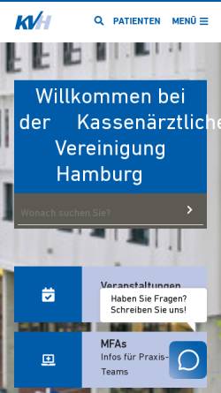 Vorschau der mobilen Webseite www.kvhh.de, Kassenärztliche Vereinigung Hamburg