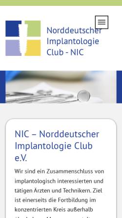 Vorschau der mobilen Webseite www.nic-hamburg.de, Norddeutscher Implantologie Club e.V.