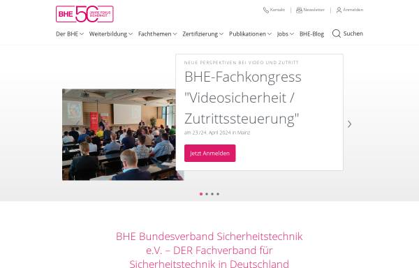 Vorschau von www.bhe.de, BHE Bundesverband der Hersteller und Errichter von Sicherheitssystemen e.V.