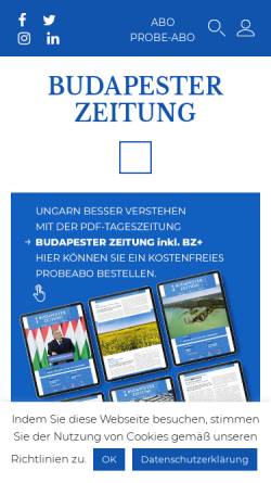 Vorschau der mobilen Webseite www.budapester.hu, Ungarn, Budapester Zeitung