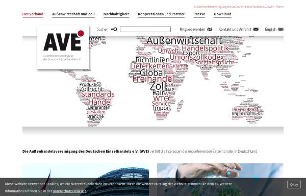 Vorschau von www.ave-international.de, AVE, Aussenhandelsvereinigung des Deutschen Einzelhandels e.V.