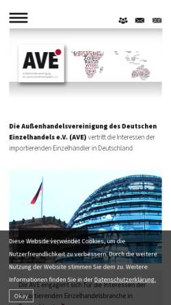 Vorschau der mobilen Webseite www.ave-international.de, AVE, Aussenhandelsvereinigung des Deutschen Einzelhandels e.V.
