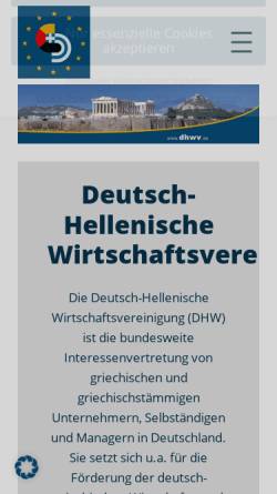 Vorschau der mobilen Webseite www.dhwv.de, Deutsch-Hellenische Wirtschaftsvereinigung e.V.