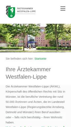 Vorschau der mobilen Webseite www.aekwl.de, Ärztekammer Westfalen-Lippe