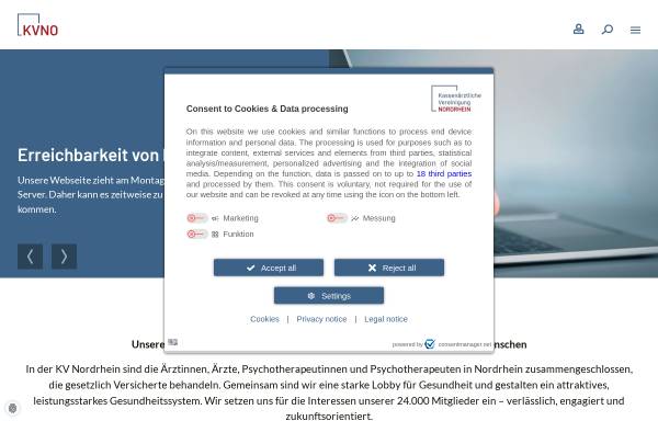 Vorschau von www.kvno.de, Kassenärztliche Vereinigung Nordrhein (KVNo)