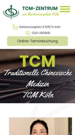 Vorschau der mobilen Webseite www.zentrum-fuer-tcm.de, TCM-Zentrum am Barbarossaplatz Köln