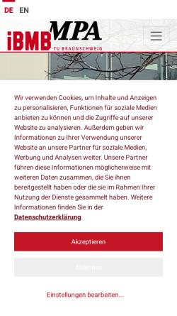 Vorschau der mobilen Webseite www.mpa.tu-bs.de, Materialprüfanstalt für das Bauwesen