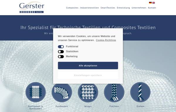 Vorschau von gerster-techtex.com, Gerster Techtex GmbH