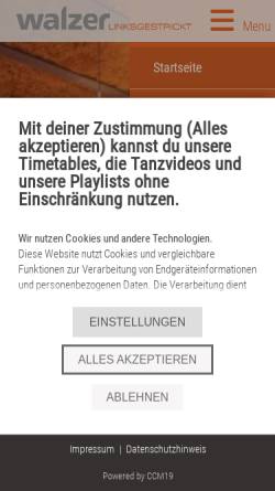 Vorschau der mobilen Webseite www.walzerlinksgestrickt.de, Ballhaus Walzerlinksgestrickt Berlin