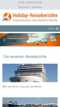 Vorschau der mobilen Webseite holiday-reiseberichte.de, Kewitz, Herbert
