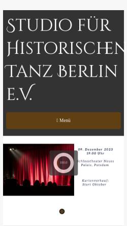 Vorschau der mobilen Webseite shtberlin.de, Studio für Historischen Tanz (SHT) Berlin e.V.