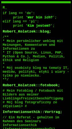 Vorschau der mobilen Webseite robert.kolatzek.org, Kolatzek, Robert