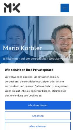 Vorschau der mobilen Webseite www.mariokoerbler.com, Körbler, Mario