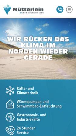 Vorschau der mobilen Webseite www.muetterlein-kaelte.de, Kälte Klima Jacobsen GmbH