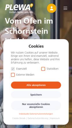 Vorschau der mobilen Webseite www.plewa.de, Plewa SchornsteinTechnik und HeizSysteme GmbH