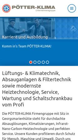 Vorschau der mobilen Webseite www.poetter-klima.de, Poetter-Klima GmbH