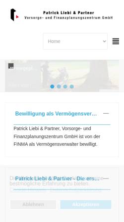 Vorschau der mobilen Webseite www.patrickliebi.ch, Patrick Liebi & Partner, Vorsorge- und Finanzplanungszentrum GmbH