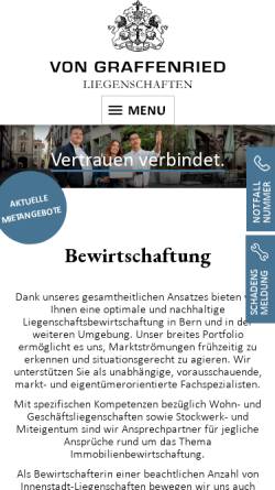 Vorschau der mobilen Webseite www.graffenried-liegenschaften.ch, Von Graffenried AG