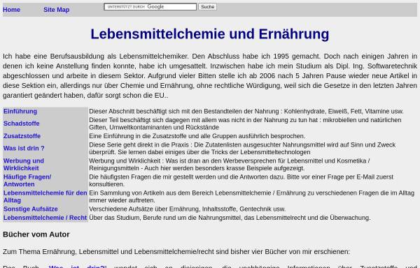 Vorschau von www.bernd-leitenberger.de, Lebensmittelchemie und Ernährung