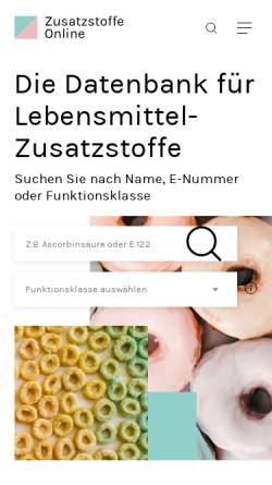 Vorschau der mobilen Webseite www.zusatzstoffe-online.de, Lebensmittel-Zusatzstoffe